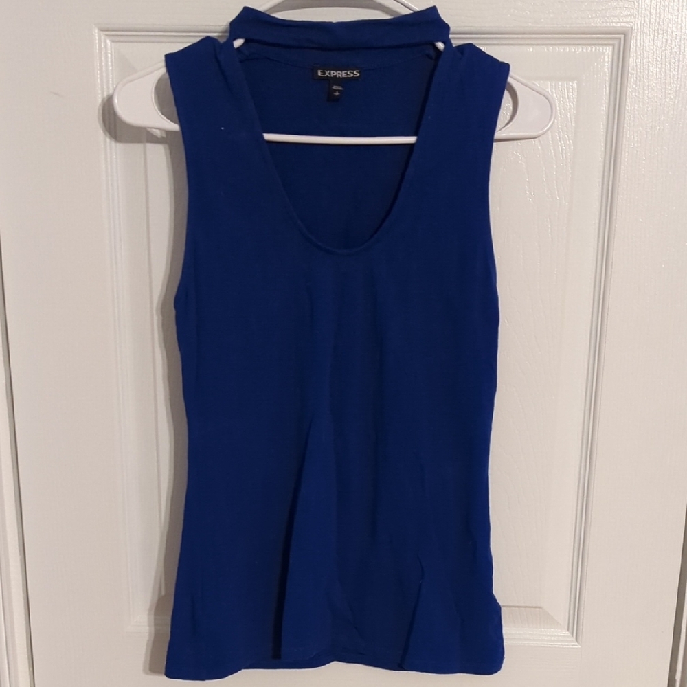 Express Blue Tank Top With Choker Neck - S